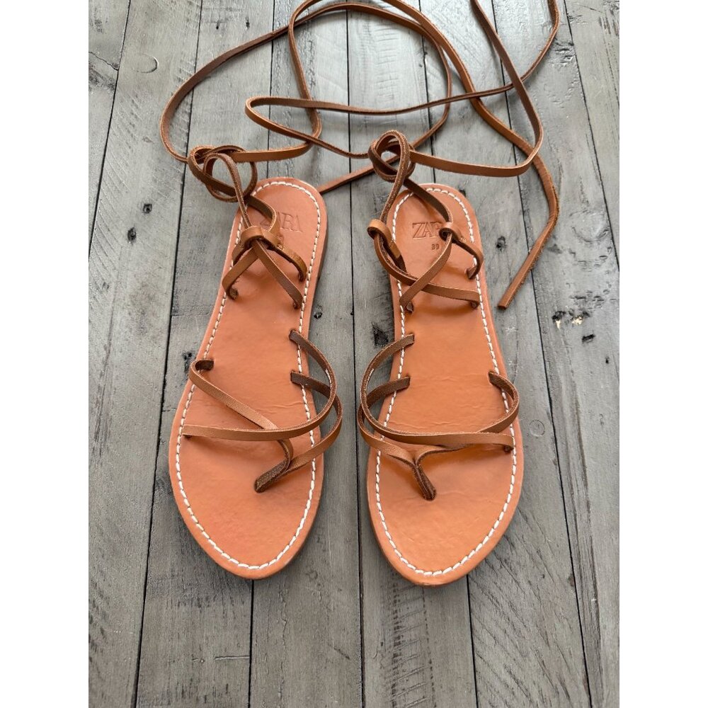 Zara Tan Strappy Sandals - Picture 3 of 6
